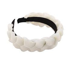 Fabric Chiffon Braided Headband Off White