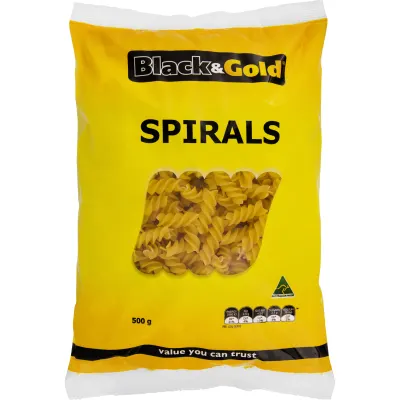 Black & Gold Short Pasta #17 Spirals 500g