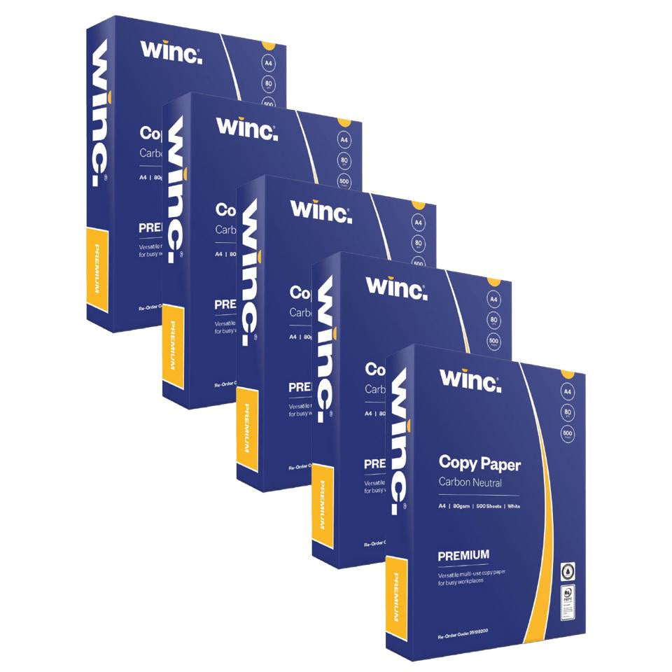 Winc Premium Carbon Neutral Copy Paper White A4 80gsm 5 Reams