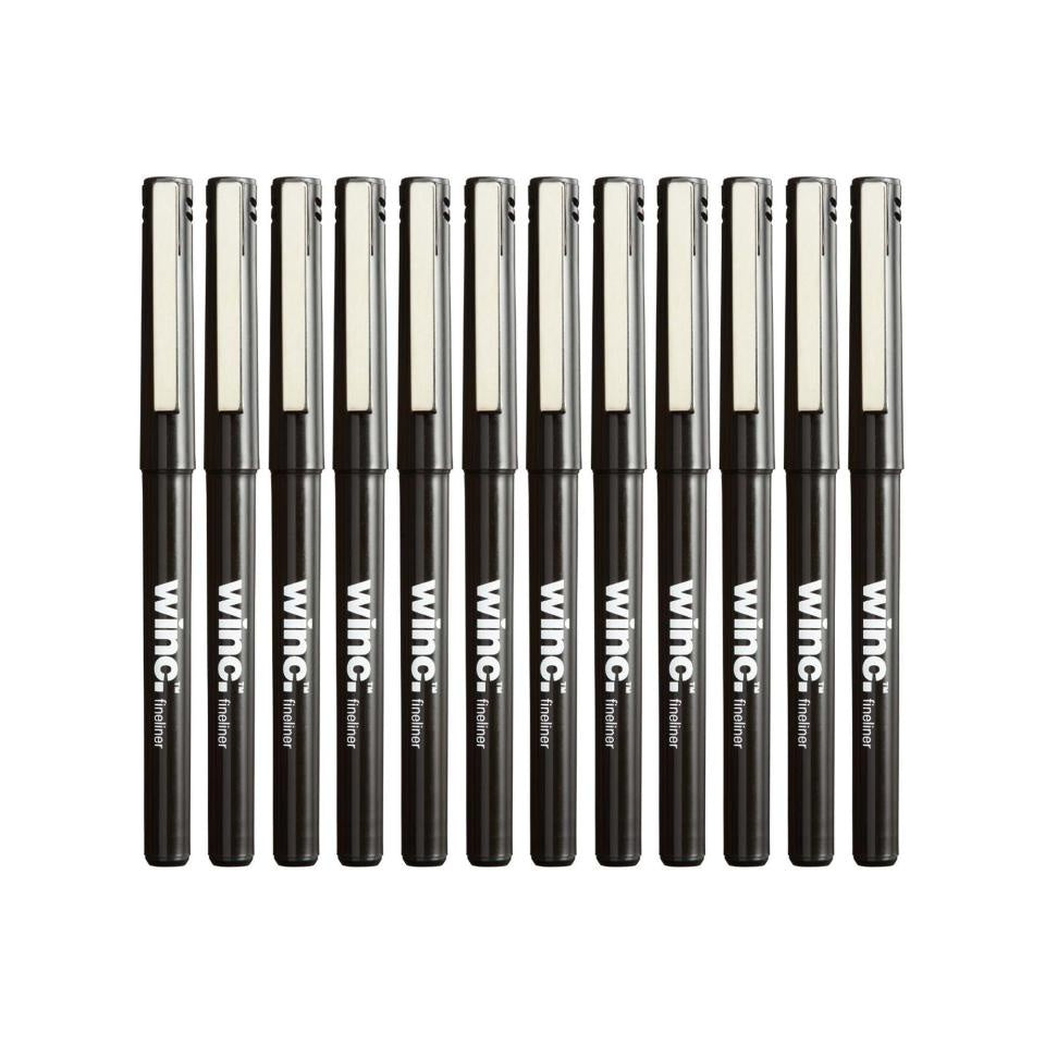 Winc Fineliner Felt Tip Pen  Black Fine 0.5mm 12pk