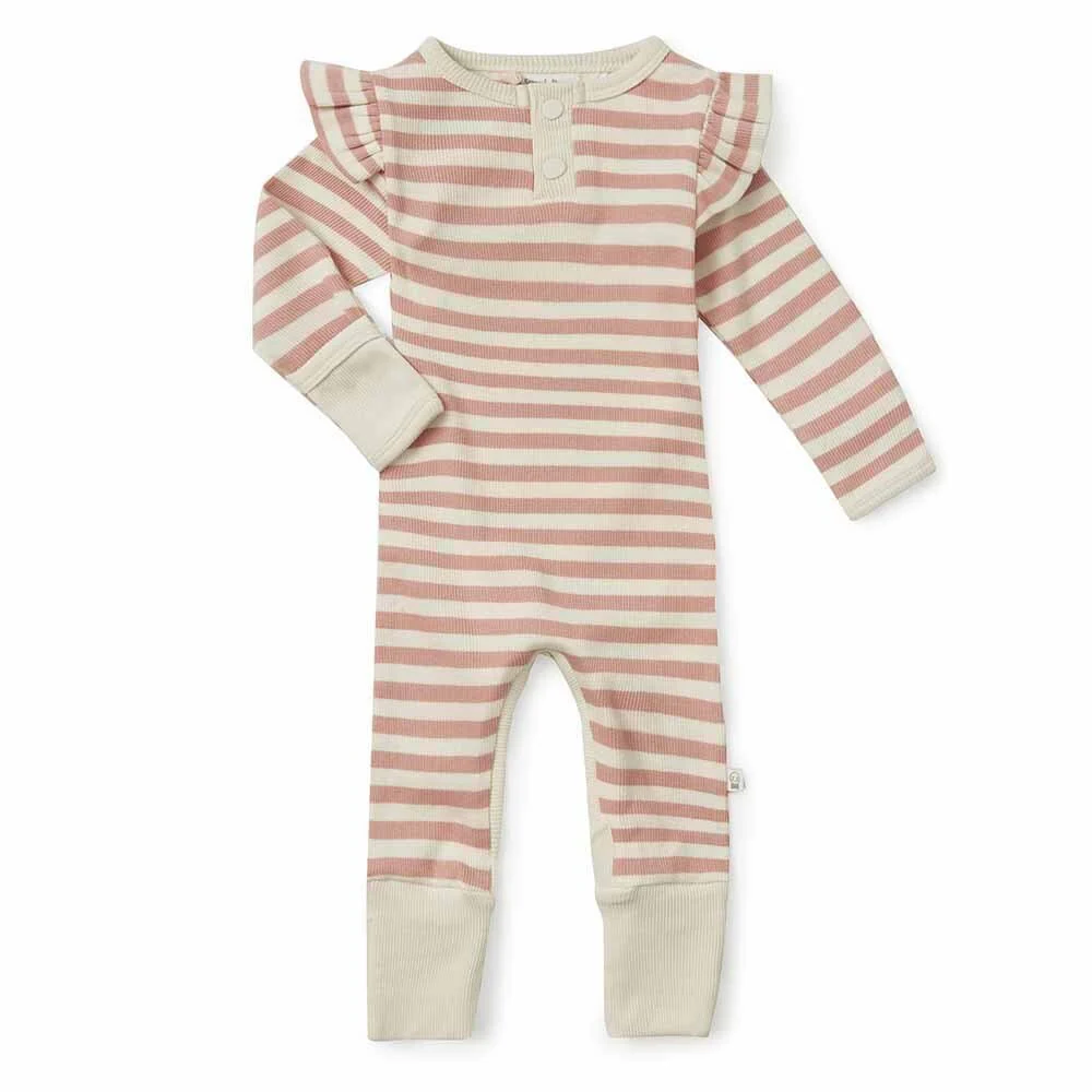 Snuggle Hunny Organic Growsuit Rose Stripe 6-12mths (0)