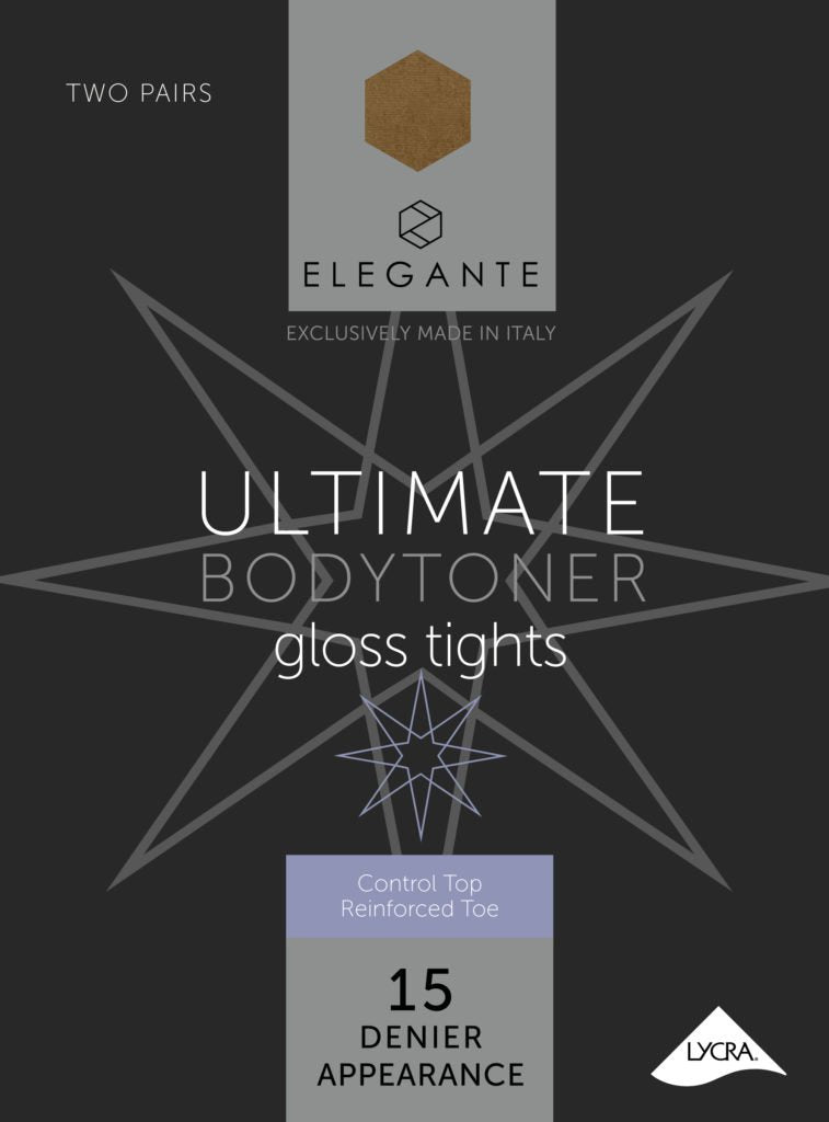 Elegante Tights Ultimate Bodytoner Gloss Leg Bronze Glow Large 2pk