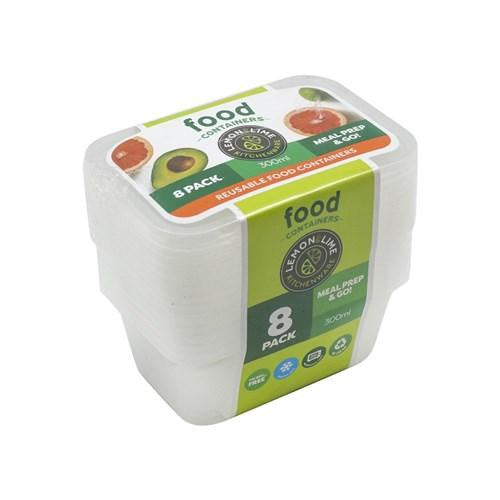 Lemon & Lime Disposable Food Containers Rectangle 300ml 8pk