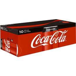 Coca Cola No Sugar Fridge Pack 375ml 10pk