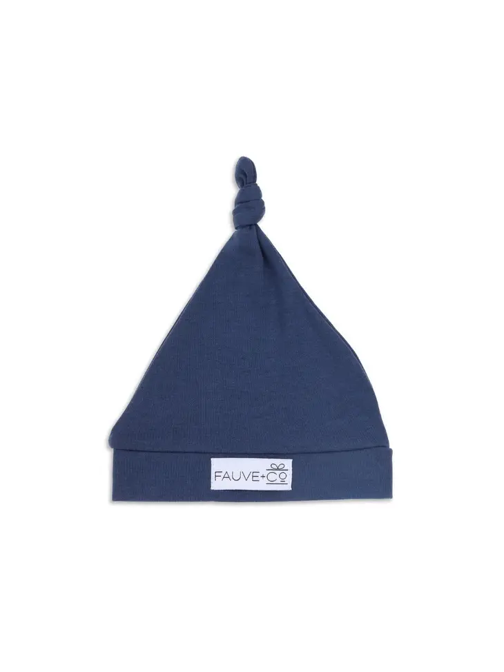 Fauve & Co Evie Knotted Beanie Steel Blue