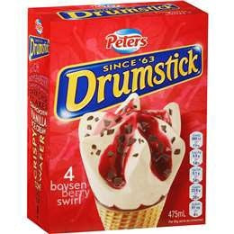 Peters Boysenberry Swirl Drumstick 475ml 4pk