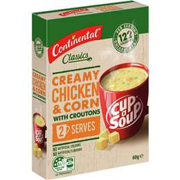 Continental Cup A Soup Creamy Chicken & Corn With Croutons 2pk