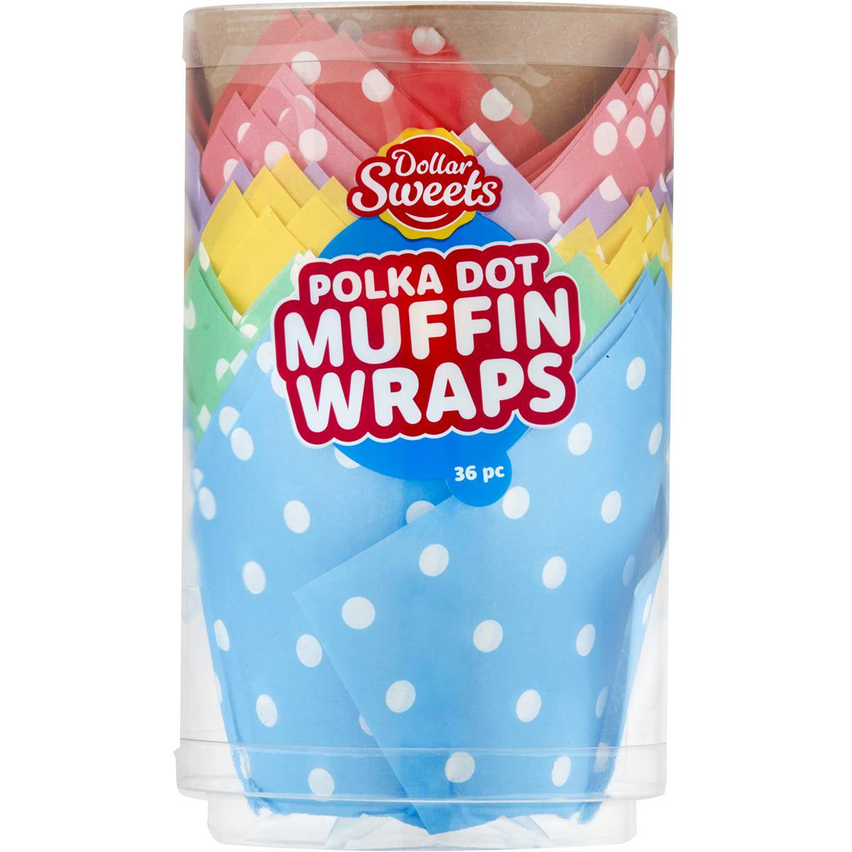 Dollar Sweets Muffin Wraps Polka Dot 36pk