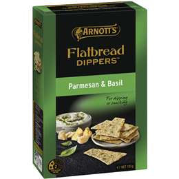 Arnotts Flatbread Dippers Parmesan & Basil Crackers 130g