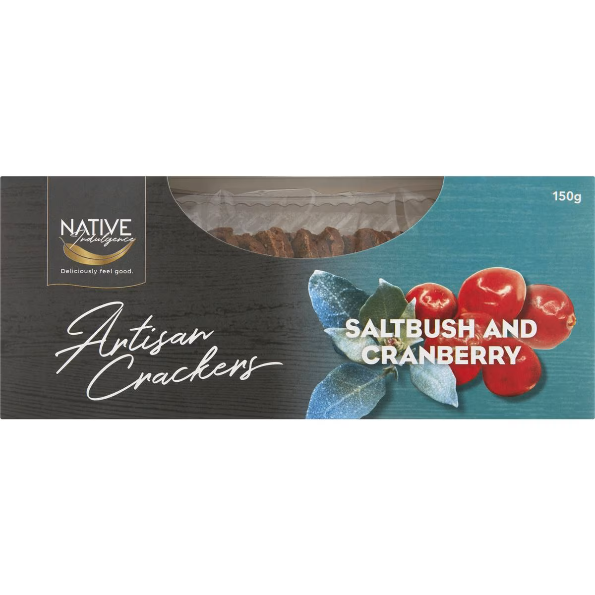 Native Indulgence Artisan Crackers Saltbush & Cranberry 150g