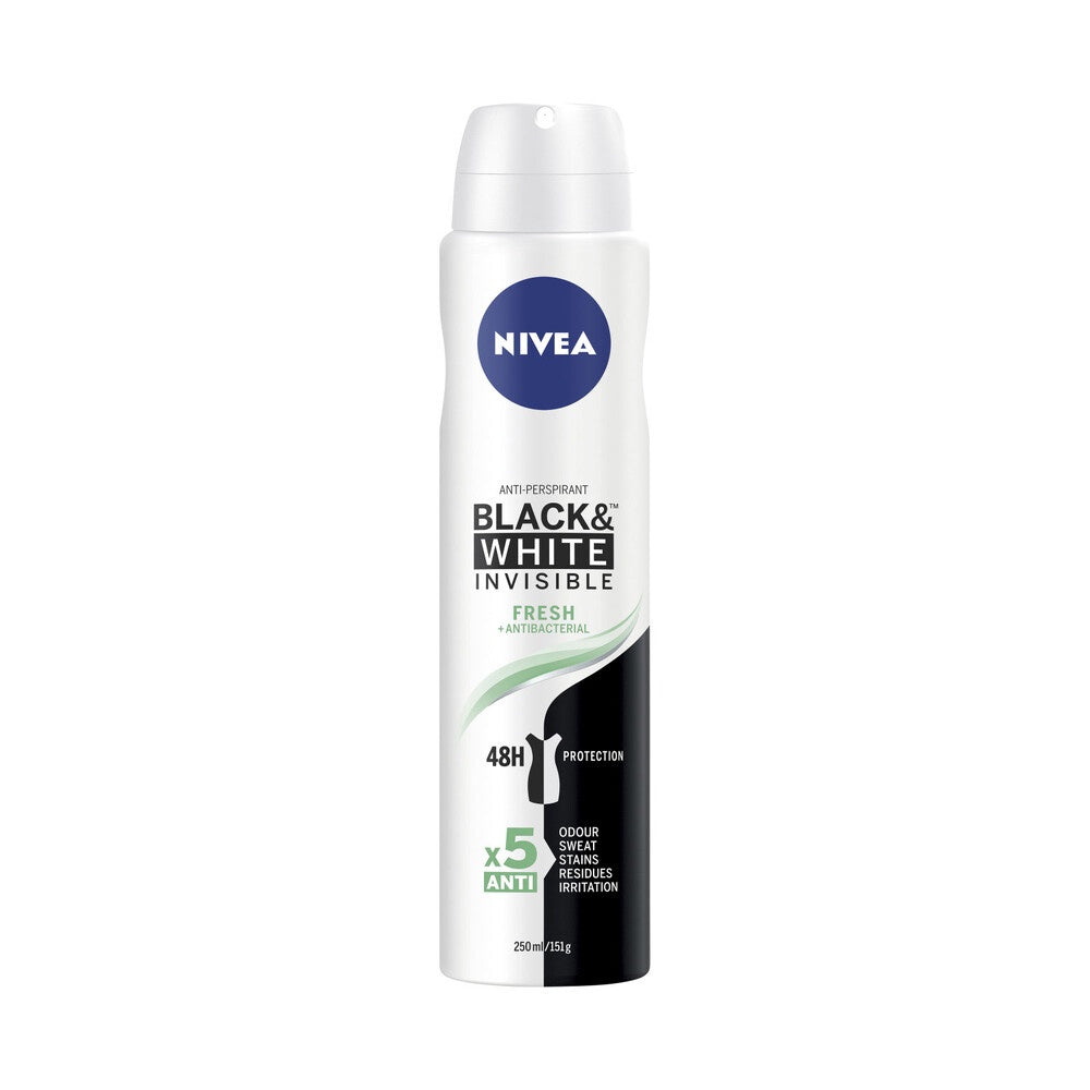 Nivea Black & White Fresh Aerosol Antiperspirant Deodorant 250ml