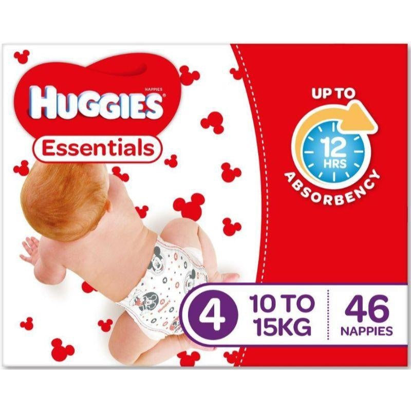 Huggies Nappies Essentials 10-15kg Size 4 46pk