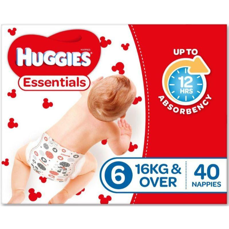 Huggies Essentials Nappy Size 6 Junior 16Kg+ 40 Pk