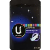 U By Kotex Ultrathin Overnight Pads Long With Wings 8pk