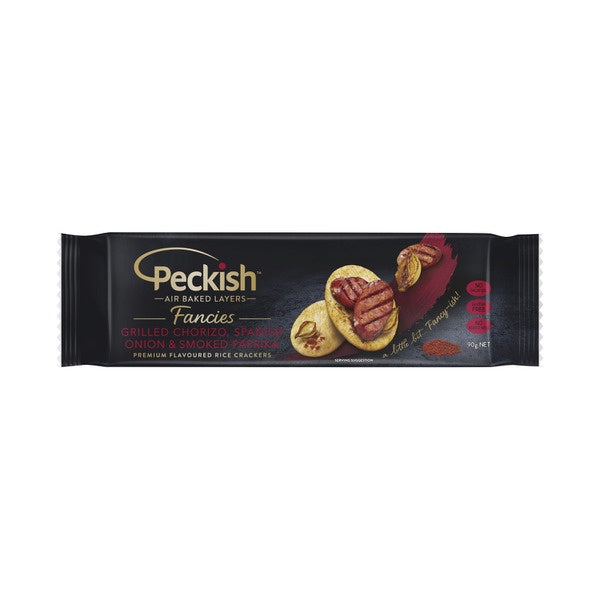 Peckish Fancies Grilled Chorizo Spanish Onion Smoked Paprika Rice Crackers 90g