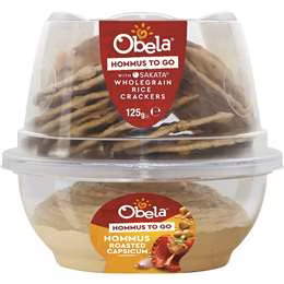 Obela Hommus To Go Roasted Capsicum & Sakata Crackers 125g