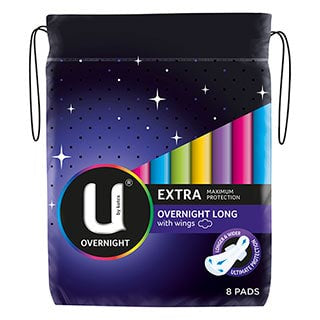 U by Kotex Overnight Extra Pads Long 8pk