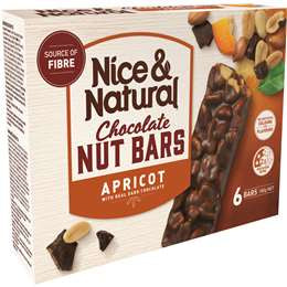 Nice & Natural Chocolate Nut Bar Apricot 180g 6pk