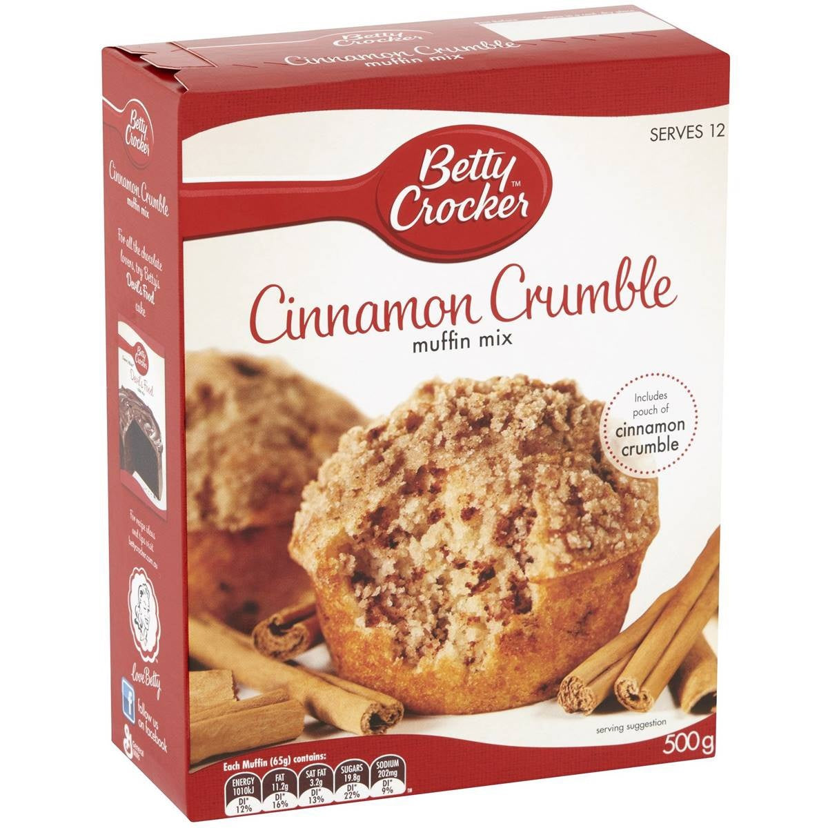 Betty Crocker Muffin Mix Cinnamon Crumble 500g