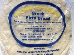 Golden Top Bakery Greek Pitta Bread 10pk