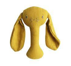 Alimrose Bobby Bunny Stick Rattle butterscotch linen