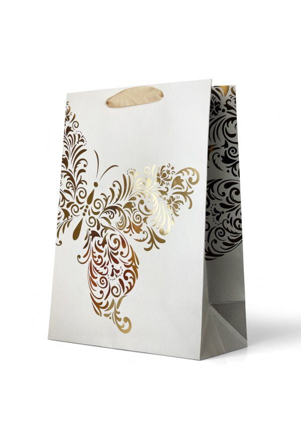 Magnolia Premium Gift Bag Foiled Gold Butterfly Large