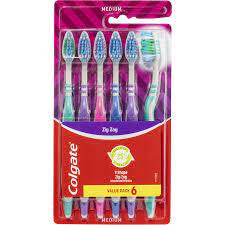 Colgate Toothbrush Adult Zigzag Medium 6pk