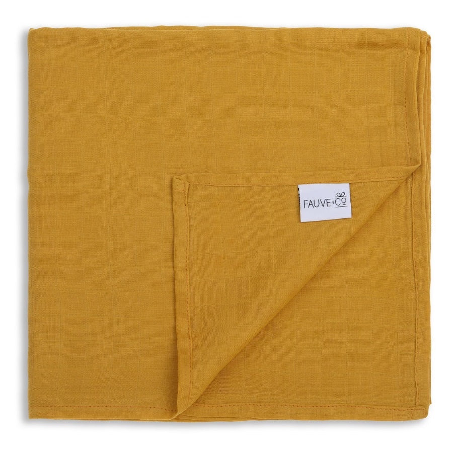 Fauve & Co Cotton Muslin Wrap Mustard 120x120cm