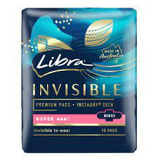 Libra Sanitary Napkin Invisible Super Wings 10pk