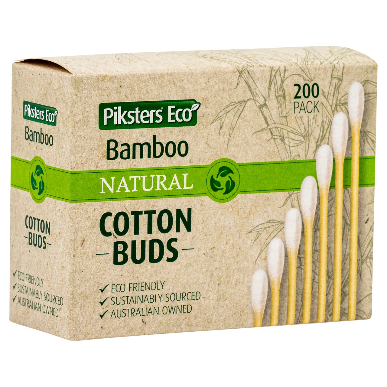 Piksters Eco Bamboo Natural Cotton Buds 200pk