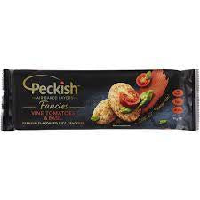 Peckish Fancies Vine Tomatoes Basil Rice Crackers 90g