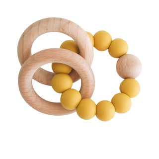 Alimrose Beechwood Teether Ring Set -Butterscotch