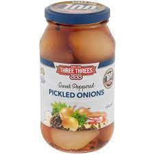 Three Threes Sweet Peppered Pickled Onions 500g