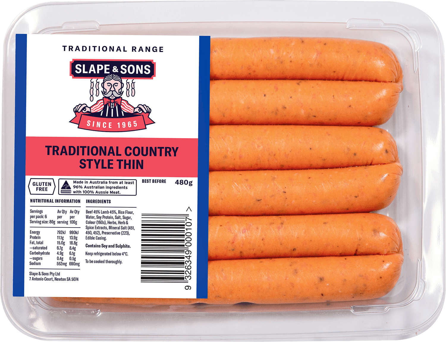 Slape & Sons Sausages Country Thin 480g