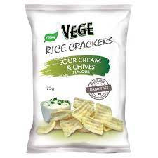 Vege Chips Rice Crackers Sour Cream and Chives 75g