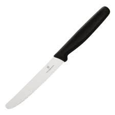 Victorinox Steak & Tomato Knife 11cm Round Tip Wavy Edge Black