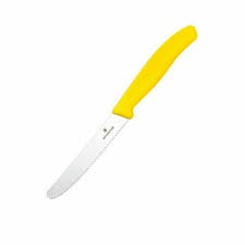 Victorinox Steak & Tomato Knife 11cm Round Tip Wavy Edge Yellow