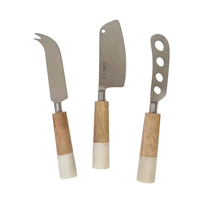 Clinq Timber Marble Cheese Knife Set 3pk