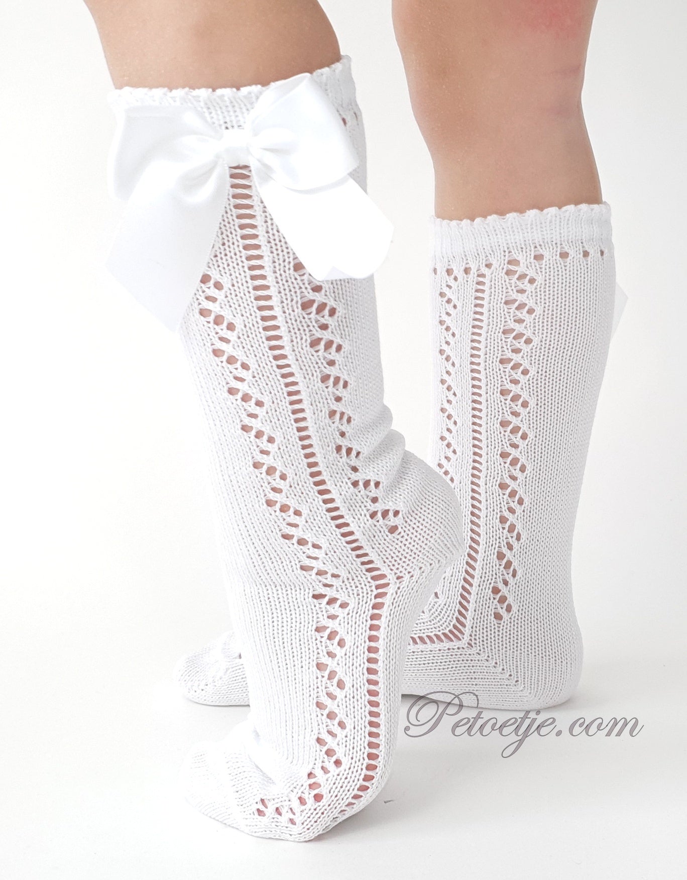 Carlomagno Socks Knee High Plain Openwork Bow