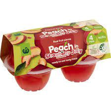 Woolworths Peach In Strawberry Jelly 120gx4pk