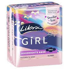 Libra Girl Good Night Pads With Wings 10pk