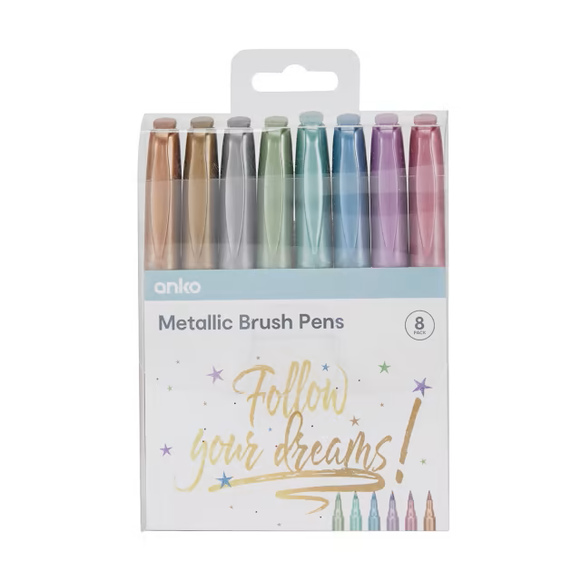 Metallic Brush Pens 8pk