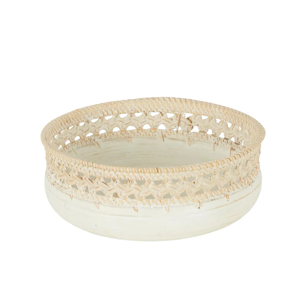 Cinta Woven Bowl White Large 30cm