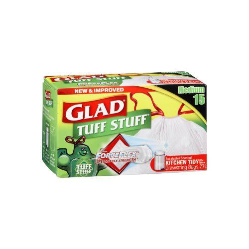 Glad Tuff Stuff Kitchen Tidy Drawstring 27L Medium 15pk