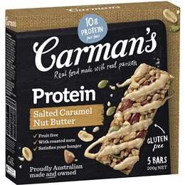 Carmans Protein Bars Salted Caramel Nut Butter Gluten Free 200g 5pk