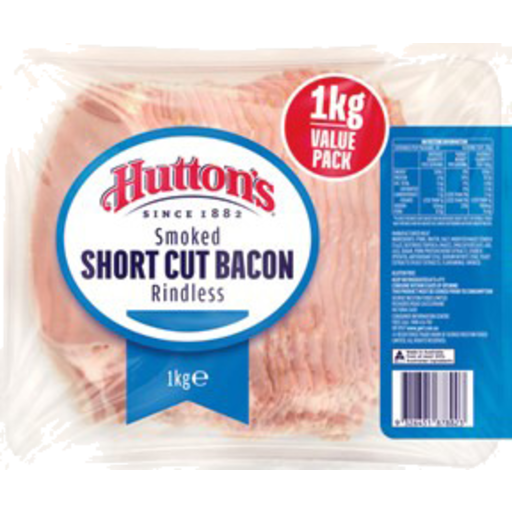 Hutton's Smoked Short Cut Bacon Rindless 1kg