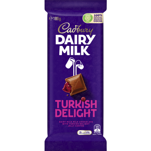 Cadbury Dairy Milk Turkish Delight Chocolate Block 180g