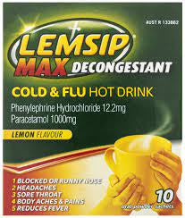 Lemsip Max Decongestant Cold & Flu Hot Drink Lemon Sachets 10pk