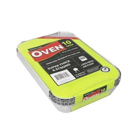 Lemon & Lime Foil Container with Lid 31.5x21x4.5cm 10pk