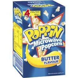 Poppin Microwave Popcorn Butter Flavour 4pk